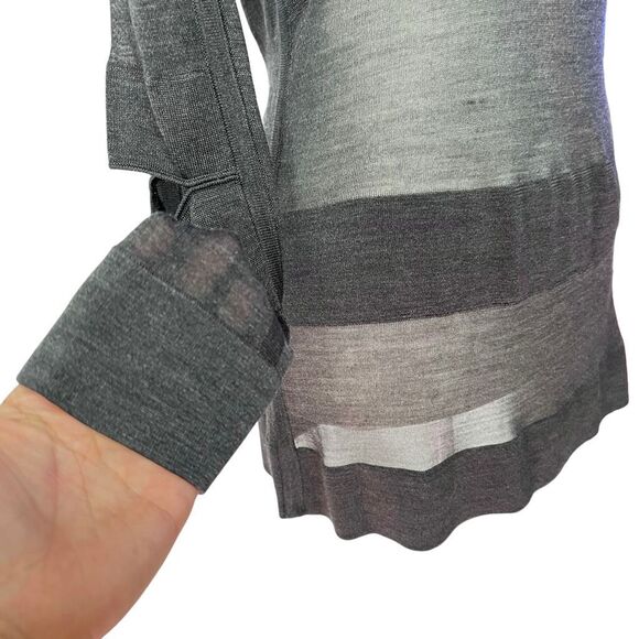Jason Wu Silk Top Gray Large Long-Sleeve w Cut Out Design - Picture 8 of 13